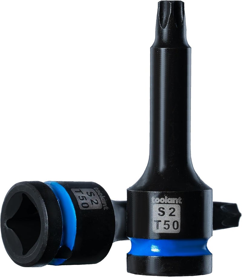 toolant Torx T50 Impact Bit Socket Set 2pcs,1/2" S2 Steel Air Drive Star Sockets, Long High Impact Bits,Professional Mechanic & Automotive Repair Socket Set - Image 1